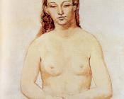 巴勃罗毕加索 - 双手交握的裸女